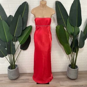 Jump pink rhinestone strapless gown